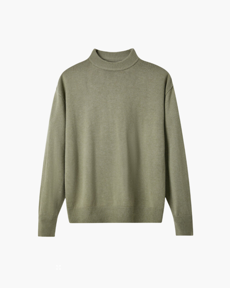Amoura Clothing – Men's Jumper – Classic 100% Wool Roll-Neck – Green