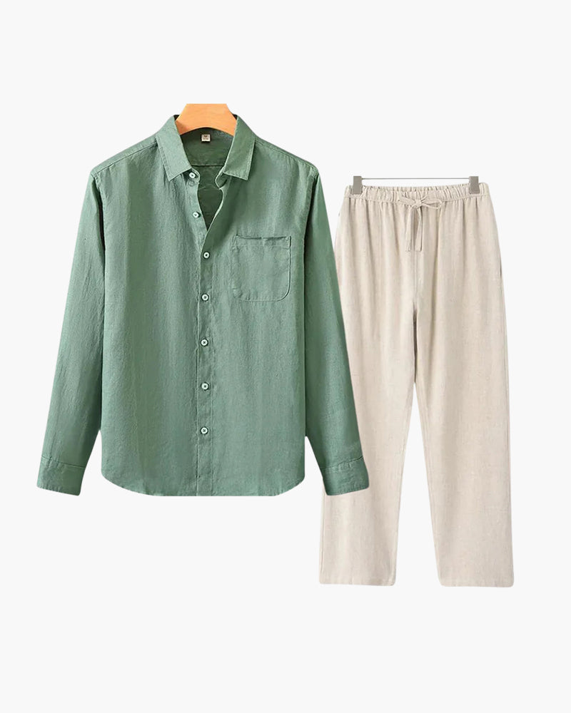 Amoura Sets – Men's Outfit Set – Linen with Long-Sleeved Top