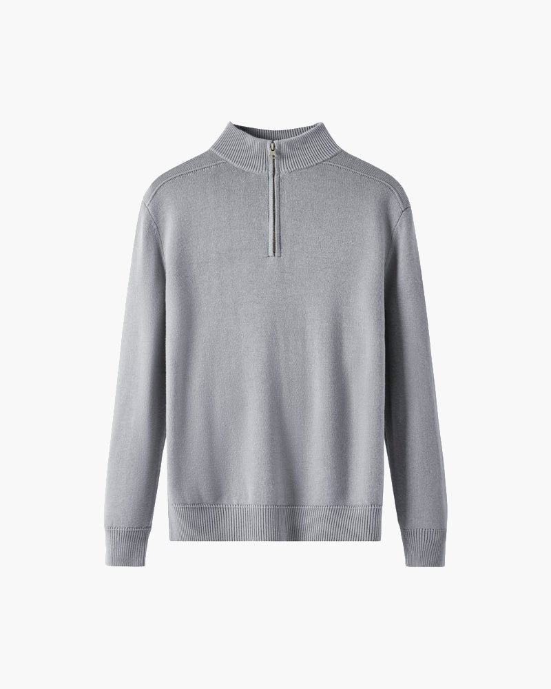 Amoura Clothing – Men's Jumper – 100% Merino Wool Half-Zip – Grey