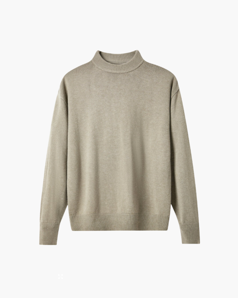 Amoura Clothing – Men's Jumper – Classic 100% Wool Roll-Neck – Beige