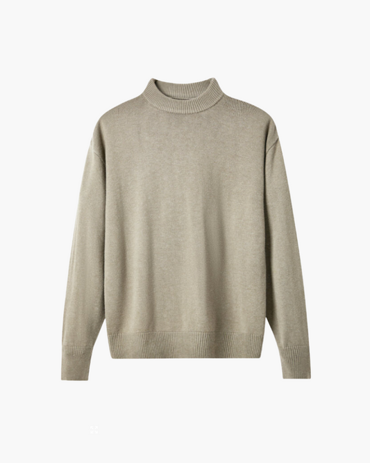 Amoura Clothing – Men's Jumper – Classic 100% Wool Roll-Neck – Beige