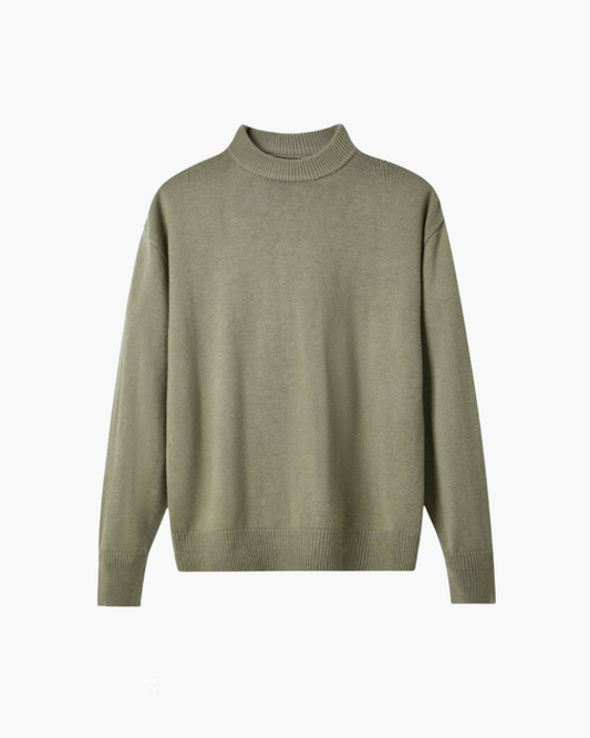 Amoura Clothing – Men's Jumper – Classic 100% Wool Roll-Neck – Green