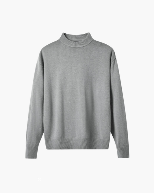 Amoura Clothing – Men's Jumper – Classic 100% Wool Roll-Neck – Grey