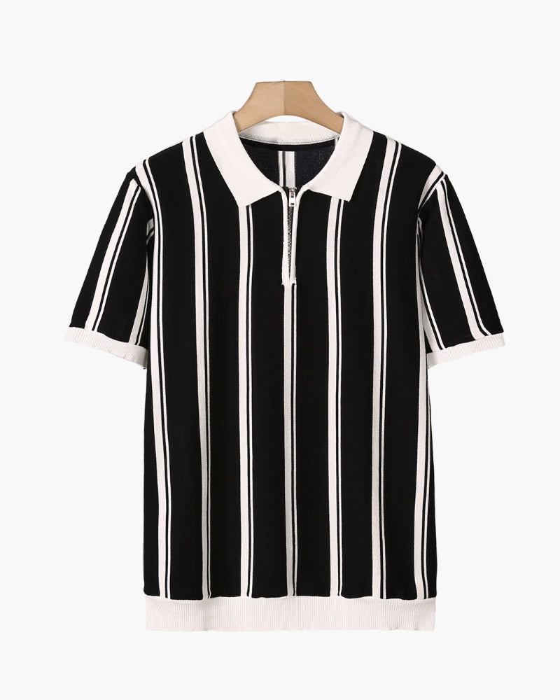 Amoura Clothing – Men's Polo Shirt – Modena Striped with Zip