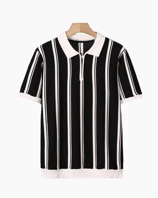 Amoura Clothing – Men's Polo Shirt – Modena Striped with Zip