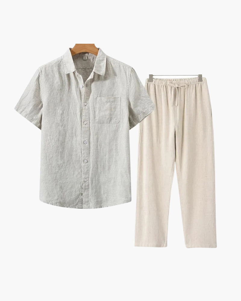 Amoura Sets – Men's Outfit Set – Linen with Short-Sleeved Top