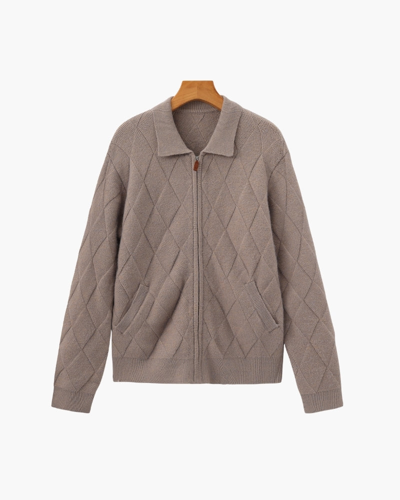 Amoura Clothing – Men's Cardigan – Heritage Diamond Texture