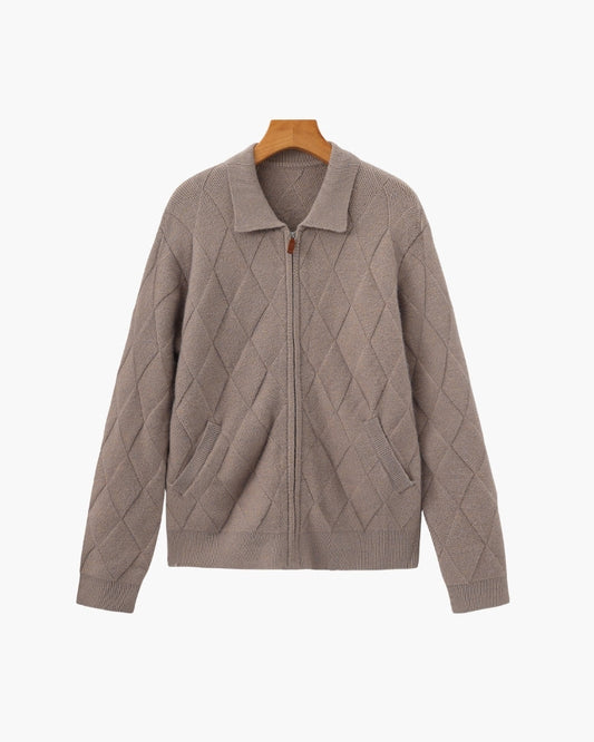 Amoura Clothing – Men's Cardigan – Heritage Diamond Texture