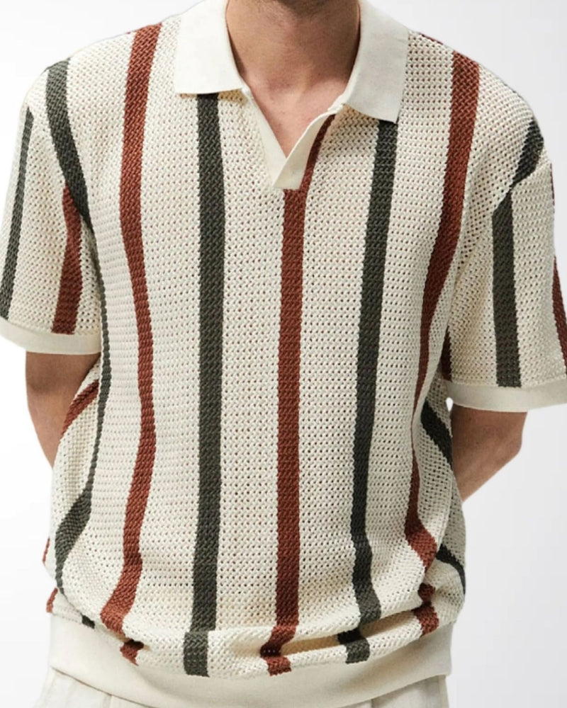 Amoura Clothing – Men's Polo Shirt – Resort Striped Knit