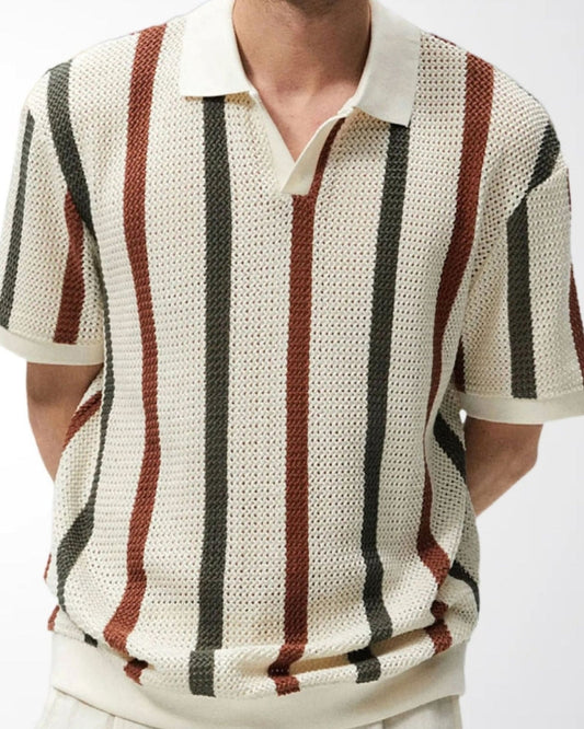 Amoura Clothing – Men's Polo Shirt – Resort Striped Knit