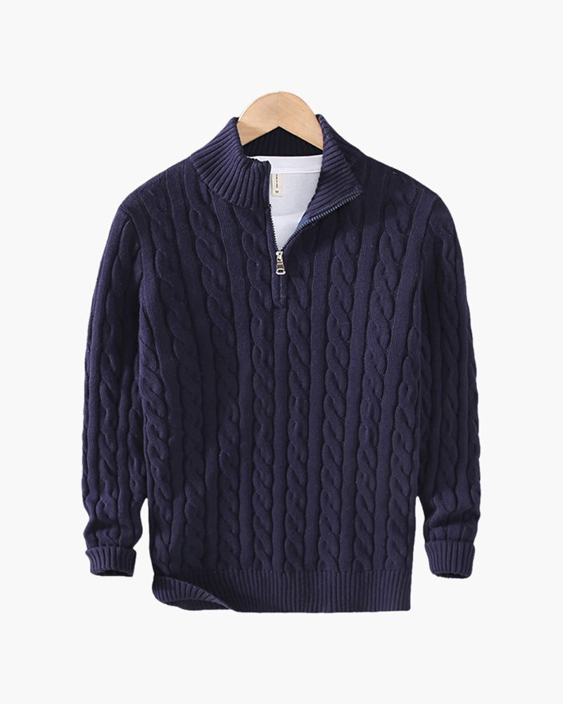Amoura Clothing – Men's Jumper – Verbier Half-Zip – Navy Blue