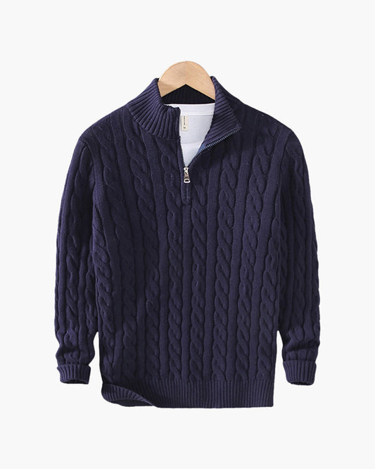 Amoura Clothing – Men's Jumper – Verbier Half-Zip – Navy Blue