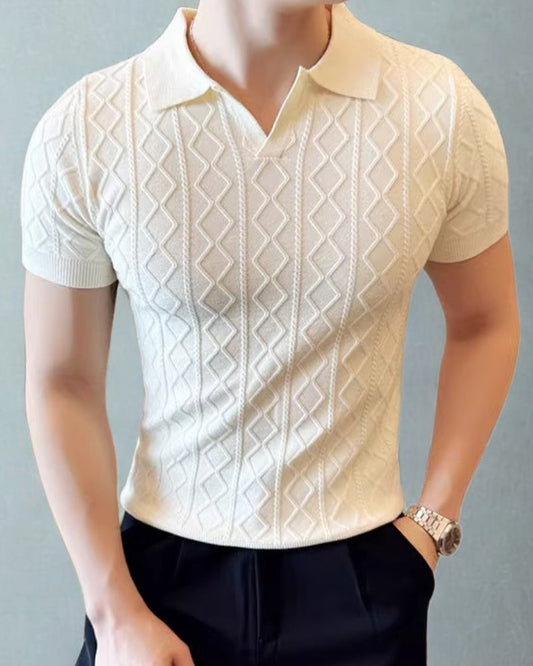 Amoura Clothing – Men's Polo Shirt – Signature Diamond Texture