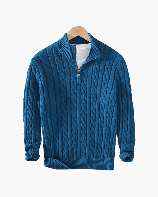 Amoura Clothing – Men's Jumper – Verbier Half-Zip – Light Blue