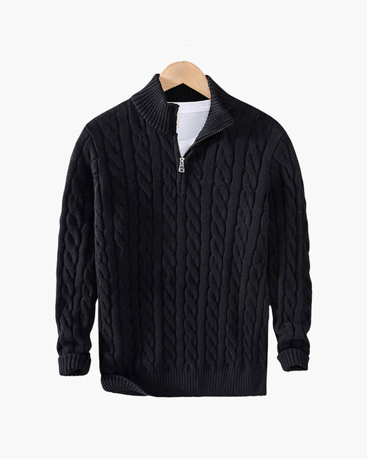 Amoura Clothing – Men's Jumper – Verbier Half-Zip – Black