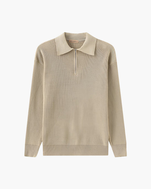 Amoura Clothing – Men's Jumper – Cesare Half-Zip – Nude