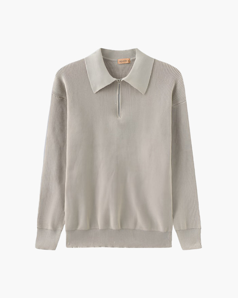 Amoura Clothing – Men's Jumper – Cesare Half-Zip – Light Grey