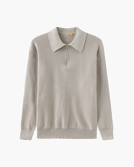 Amoura Clothing – Men's Jumper – Cesare Half-Zip – Light Grey