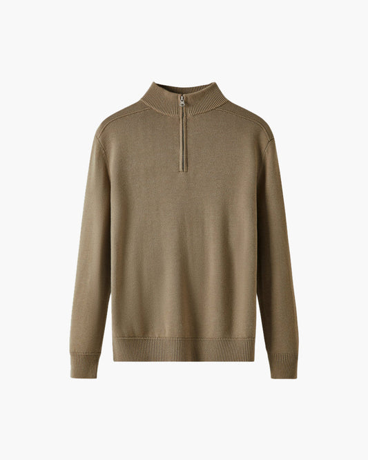 Amoura Clothing – Men's Jumper – 100% Merino Wool Half-Zip – Beige