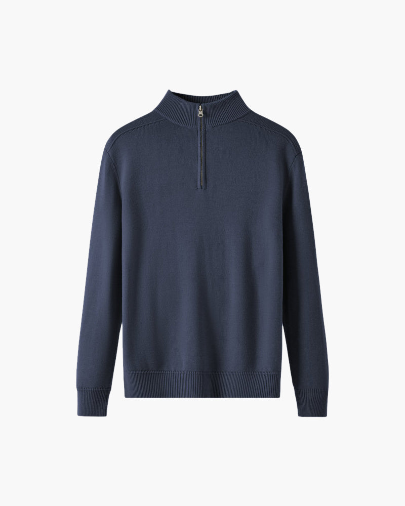 Amoura Clothing – Men's Jumper – 100% Merino Wool Half-Zip – Navy Blue