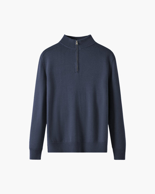 Amoura Clothing – Men's Jumper – 100% Merino Wool Half-Zip – Navy Blue